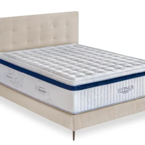 Ensemble matelas sommier et tête de lit prenium 140x200 Morpheus en tissu blanc cassé