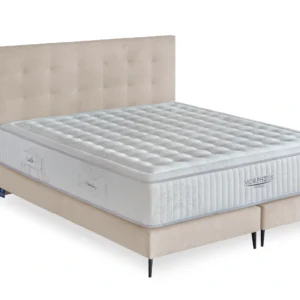 Ensemble matelas sommier et tête de lit 2x80x200 Morpheus en tissu blanc cassé