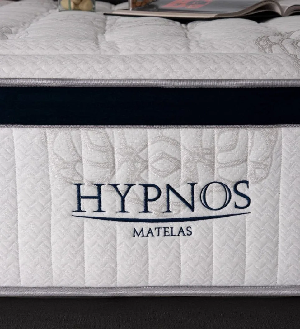 Logo brodé HYPNOS matelas avec surmatelas intégré et tissu haut de gamme