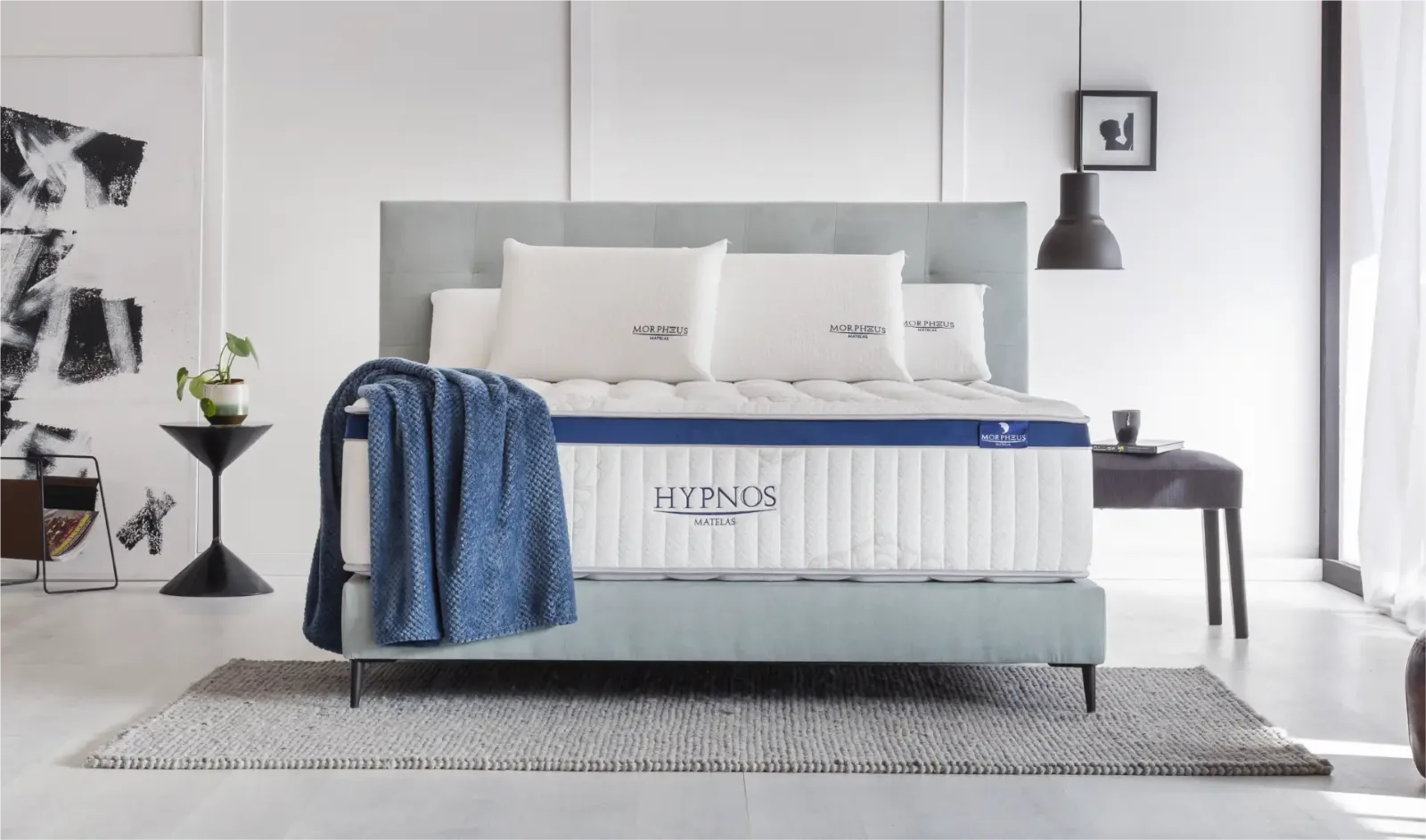 Chambre équipée d’un matelas Hypnos