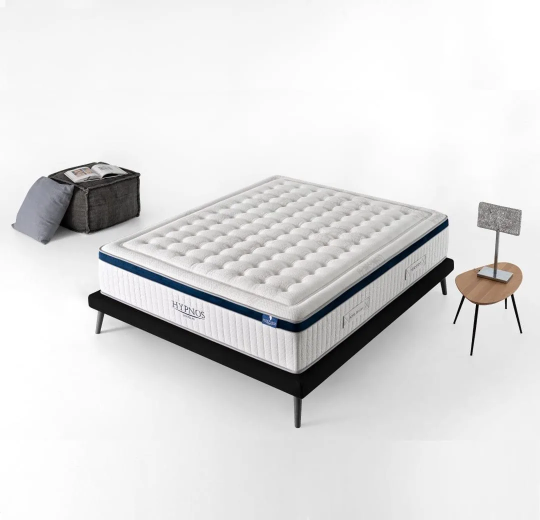 Matelas Hypnos confort Hotelier de Luxe 5 étoiles vue de 3/4 - Hybride prenium haut de gamme